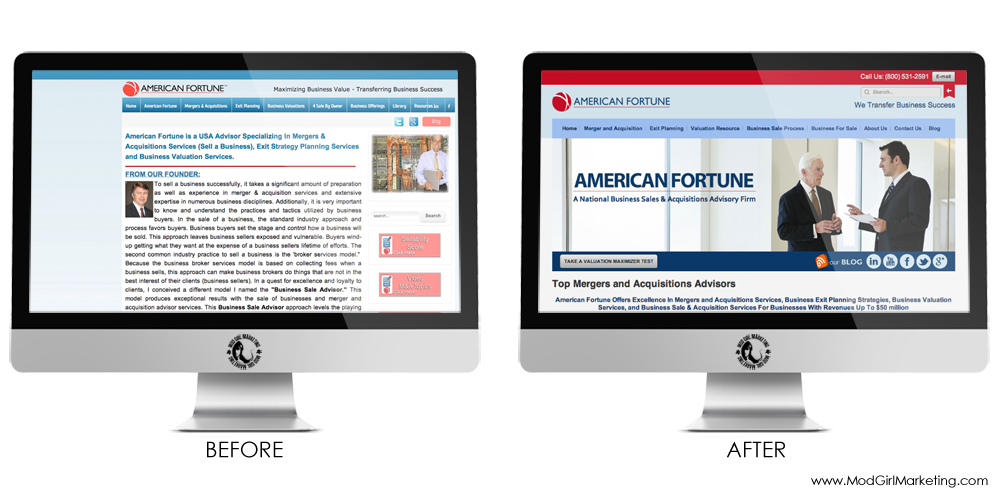 Before and After Web Design American Fortune