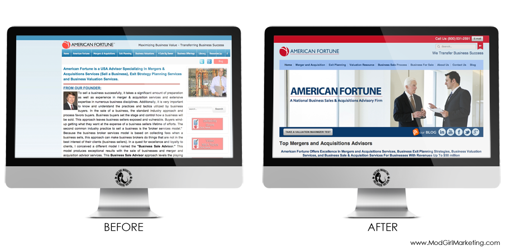 Web Design Before and After Makeovers | Mod Girl Marketing
