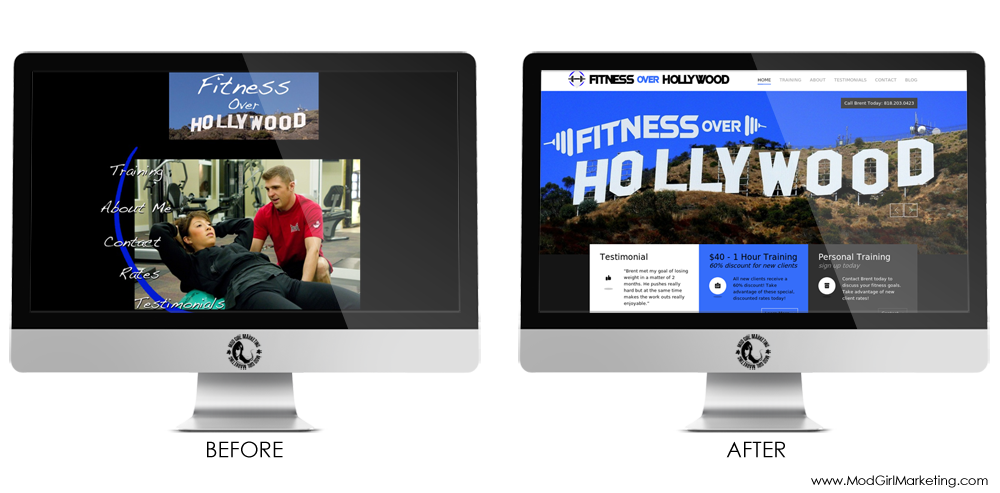 Before and After Web Design Fitness Over Hollywood