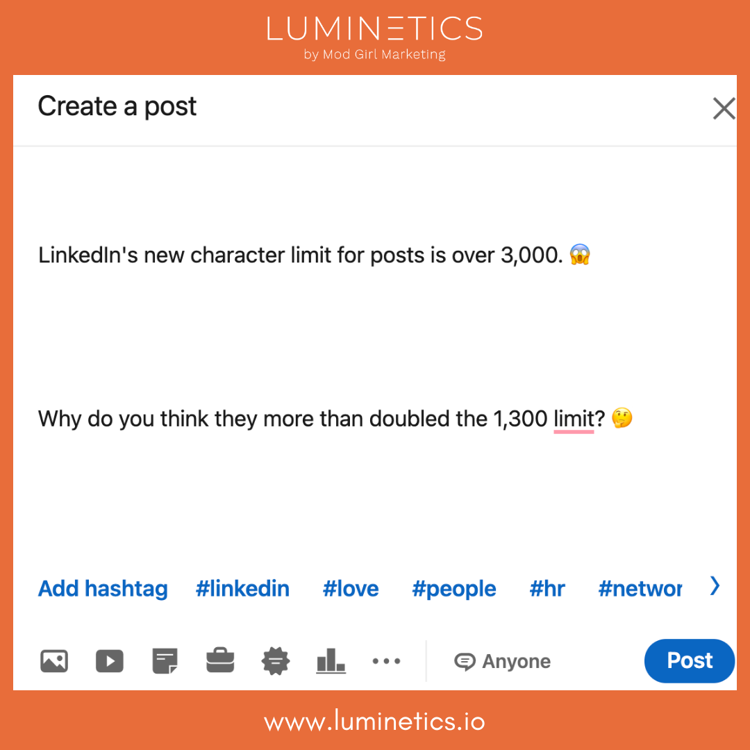 New LinkedIn Post Character Limit Increased to 3,093 (from 1,300)